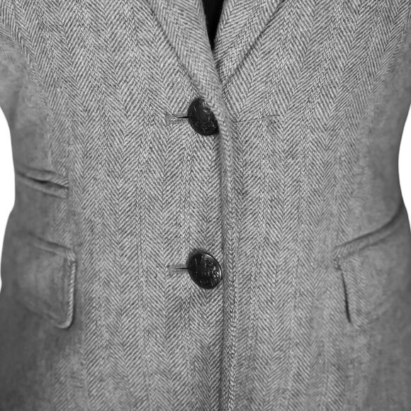 Banana Republic Women's Blazer Gray Wool Blend Herringbone Lined Suit Jacket 00P - Picture 4 of 10